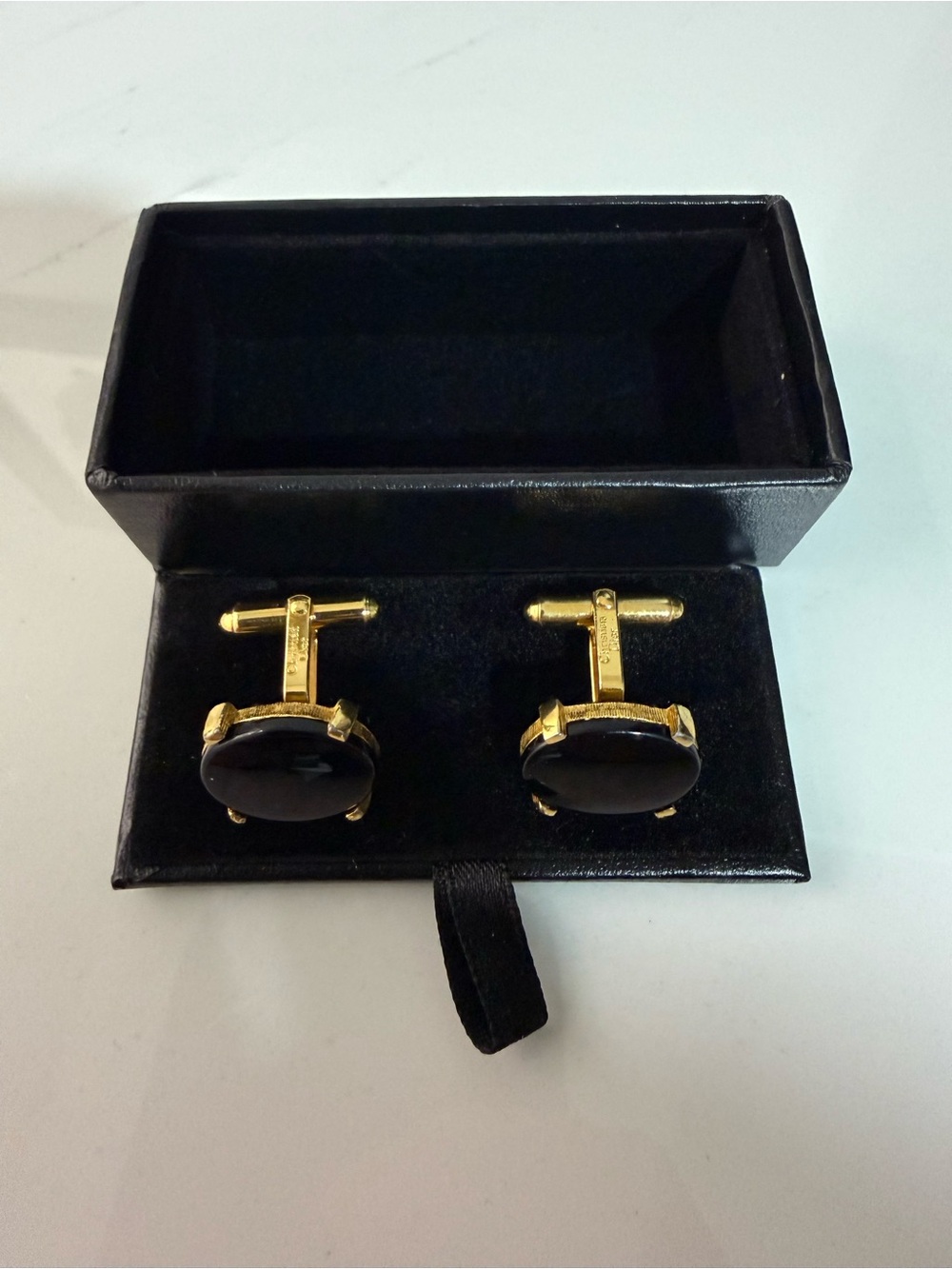 Christian Dior Gold Tone & Black Cufflinks